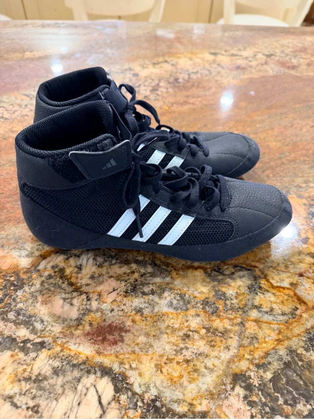 adidas PVC Performance Black High-Top Sneakers with White Stripes